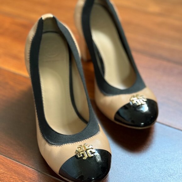 Tory Burch Jolie Pump Two-Tone Leather Sz 7 - Picture 6 of 7